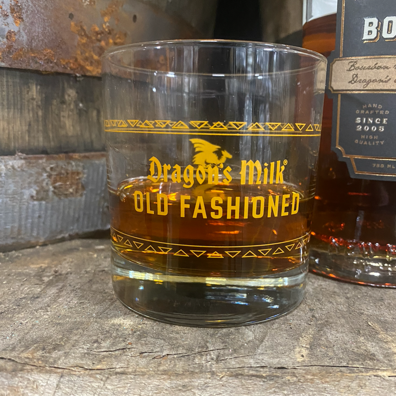 Dragon's Milk Old Fashion Rock Glass